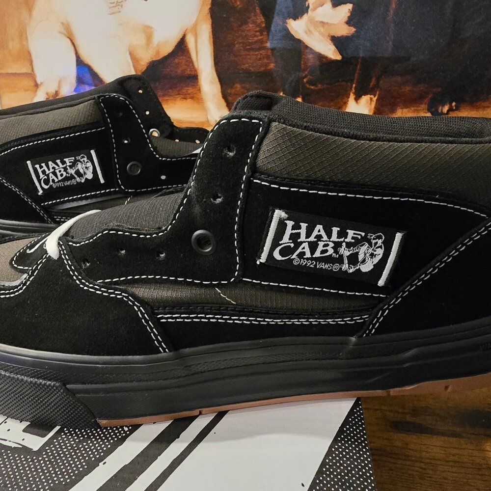 VANS Skate Half Cab Wafflecup VN000D9ZKOU BLACK ASPHALT Men Shoes Sz 10 NEW